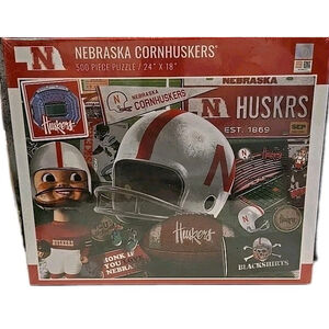 Nebraska Cornhuskers Retro Bobblehead 500 Piece Puzzle NCAA ,New-Sealed (Shelf)
